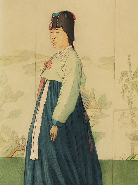 Hanbok giymiş bekar kadın (Elizabeth Keith)