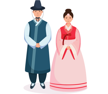 한복을 입은 남성과 여성